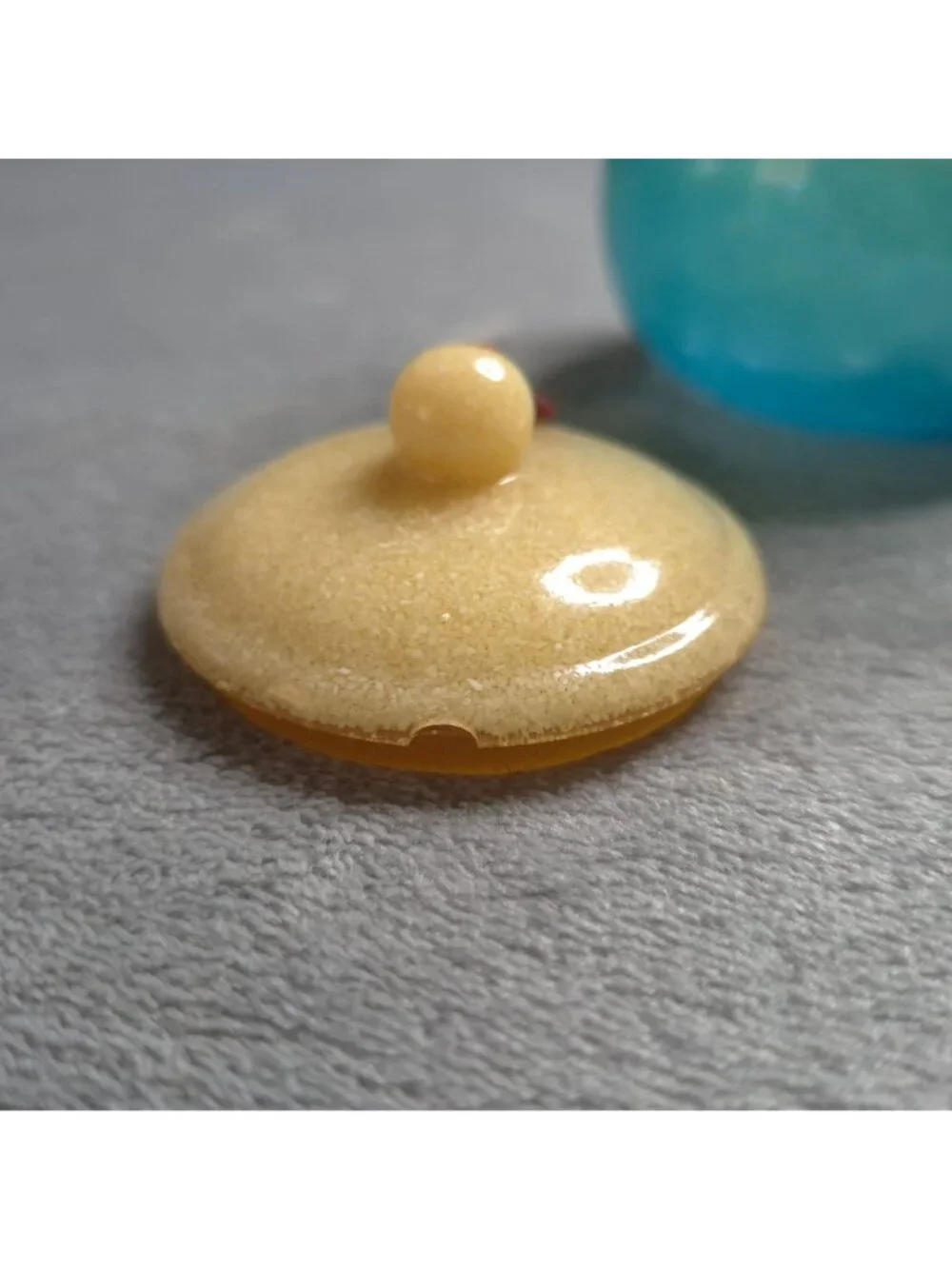 Handmade Resin Miniature Jar With Lid Beach Sand Lid With Shell Blue Below